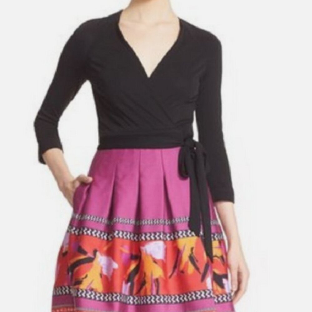 DIANE VON FURSTENBERG JEWEL COMBO PLEATED WRAP DRESS NWT size 14